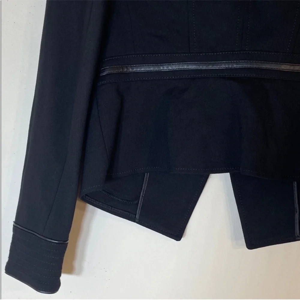 White House Black Market Ponte Black Military Jacket with Leather Pipping. 4.NWT - Picture 13 of 13